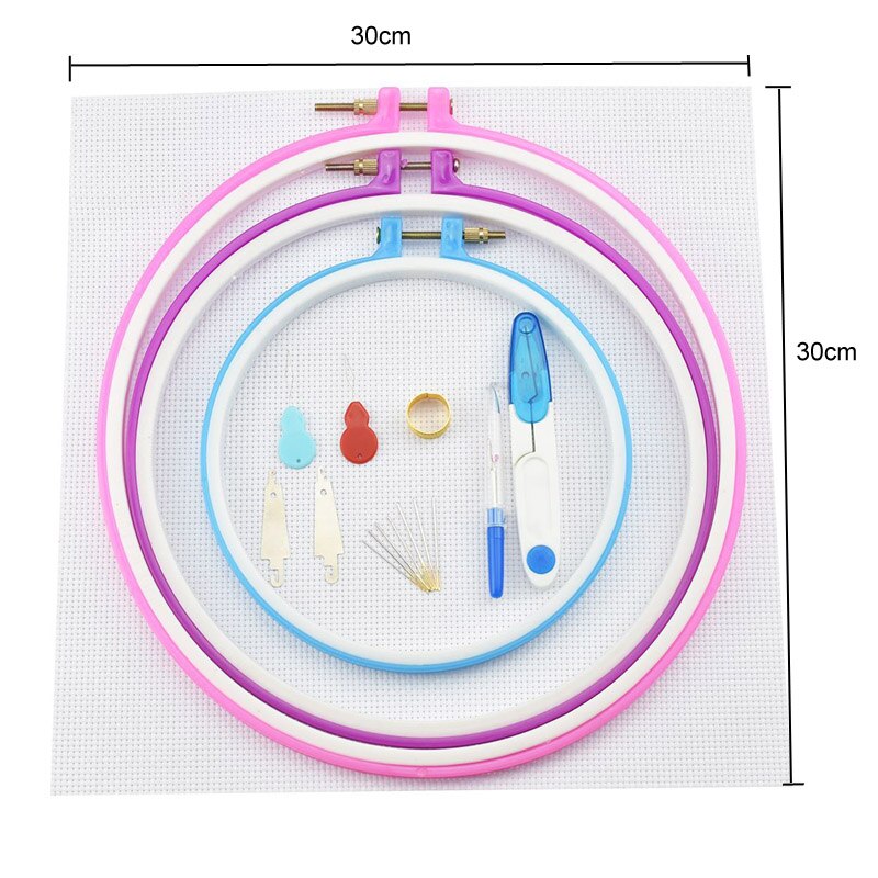 Embroidery Circles Set Embroidery Thread 50 100 Colors Sewing Tool Adjustable Skein Punch Needle Stitching