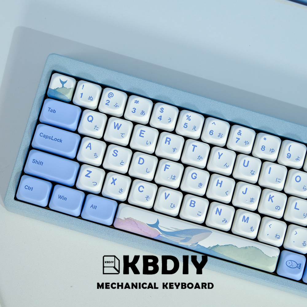 Kbdiy koa profil japanische ozean wal tasten kappen pbt mechanische tastatur tasten kappen russisch koreanisch 135 tasten kappen kunden spezifisch für mx schalter