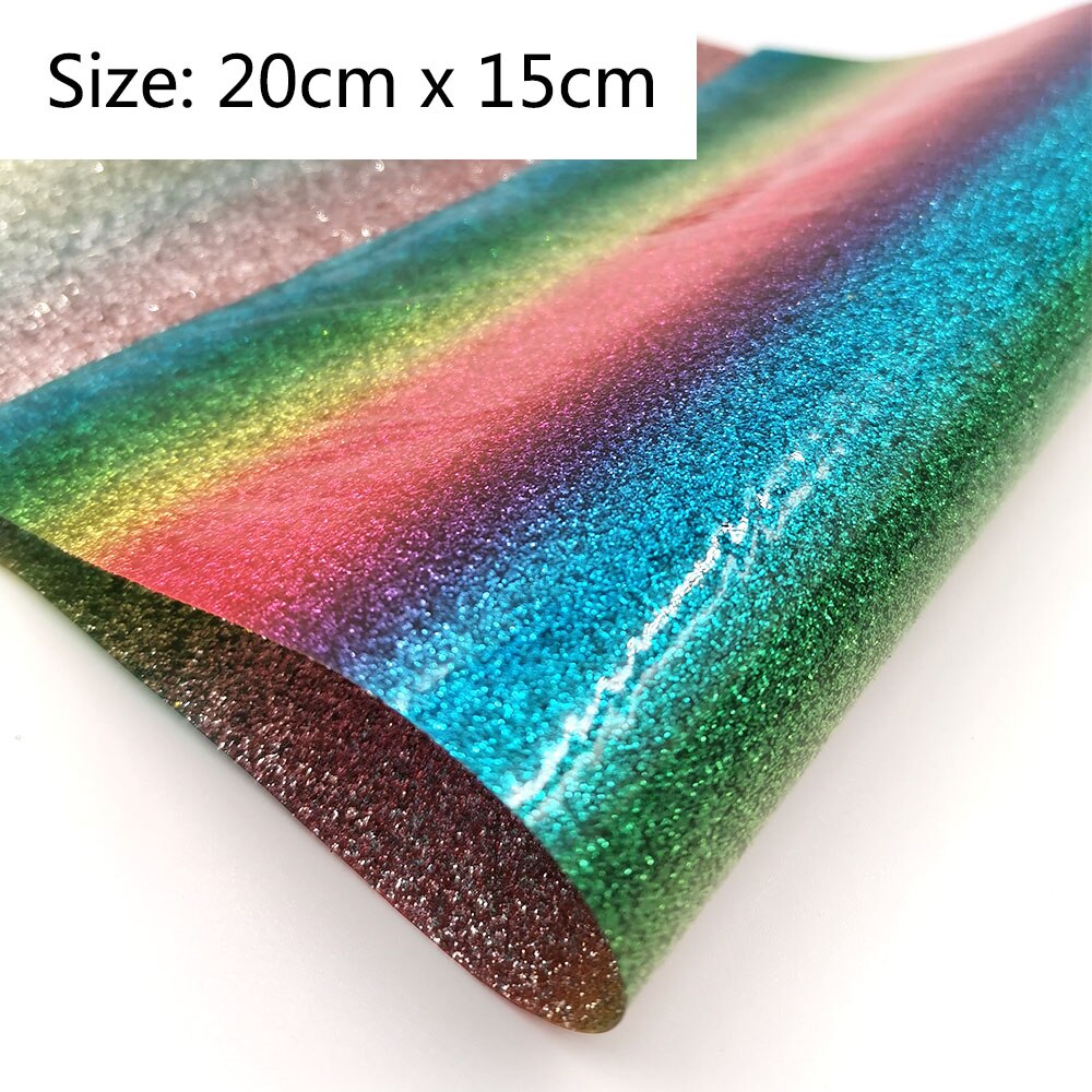 Schillernden Regenbogen Feine Glitter Stoff Sparkle Faux Leder Vinyl Handwerk Nähen Material Bögen, Der Decor DIY: A5 20cm x 15cm