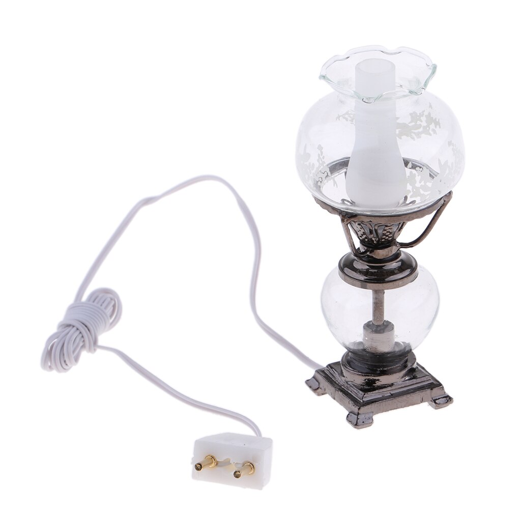 1/12 Dollhouse Mini Double Head Light Desk Lamp with Wire Indoor Home Decor
