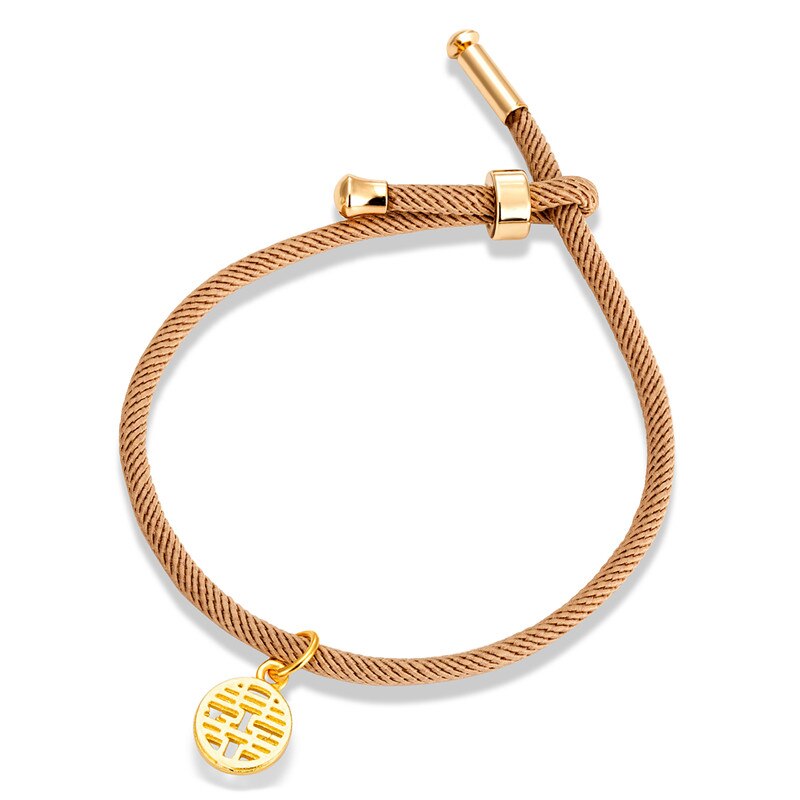 MKENDN-Pulseras de cuerda de Milano minimalistas para hombre y mujer, pulsera de hilo rojo ajustable hecha a mano, de joyería para boda: champagne