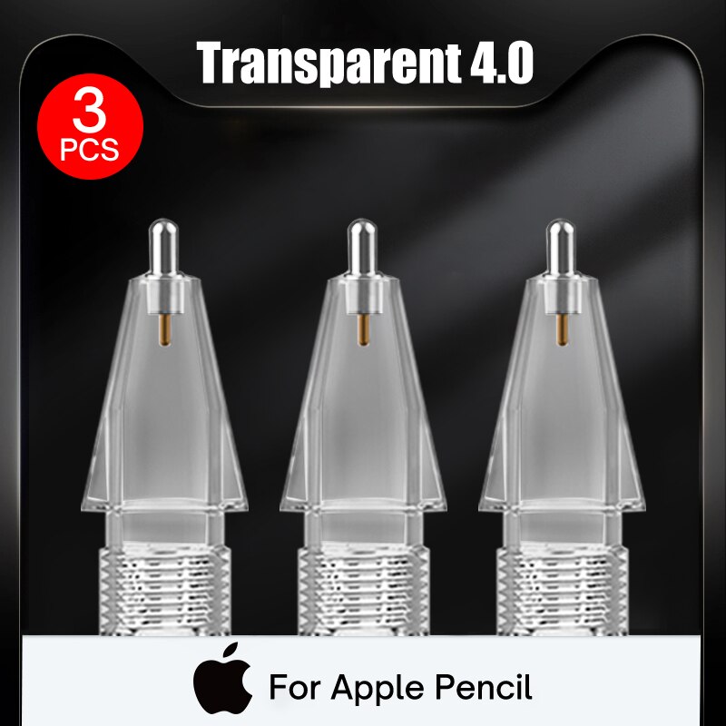 Apple Pencil 1st 2nd Generation For Pencil Tips Double Layer transparent Thin Tip for iPad Stylus Enough For 3 Years of Use: 3Pcs 4.0 Transparent