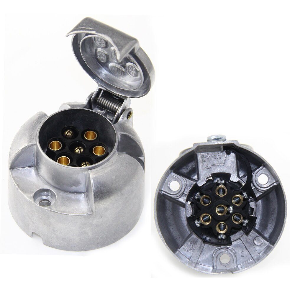 7-Pin Trailer Plug Socket Aluminum Round Trailer Connector Truck Cable Connector Accessoires Truck Trailer Coupling Hitch Lock