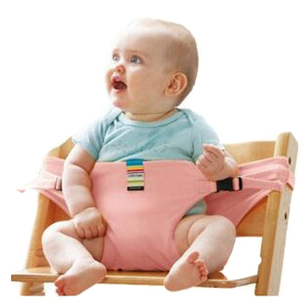 Bærbar babystol spædbarnssæde produkt spisestue frokoststol sikkerhedssele, der fodrer høj sele  m09: Lyserød