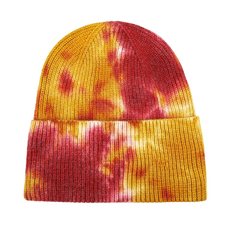 Tie-dye muts warme wintermutsen voor dames dames heren effen muts met omslag, muts met capuchon herfst gebreide hiphop plangi kort: 07