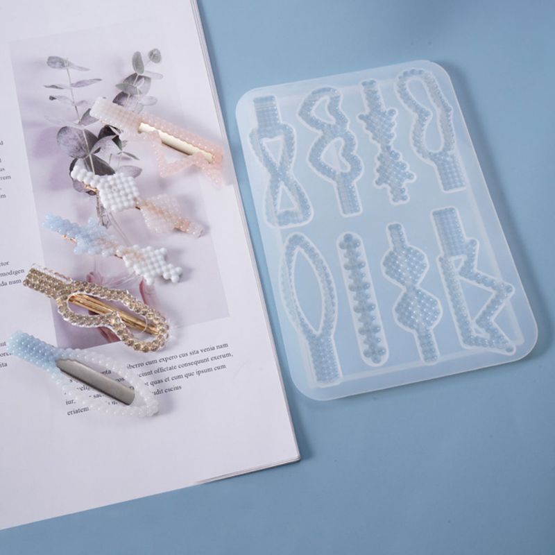 Przezroczysta żywica epoksydowa żywica formy klips do włosów Barrette odlewania formy silikonowe DIY rzemiosło biżuteryjna spinka do włosów Making Tools