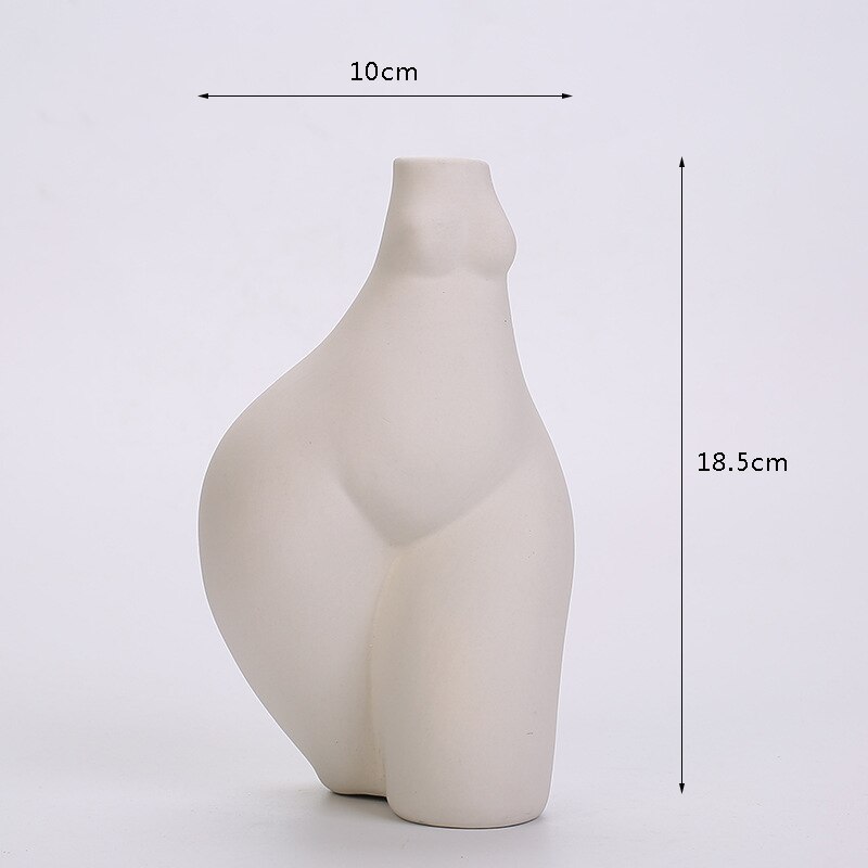 Vase en céramique pour femme, modèle de corps abstrait, décoration de salon, Pots de fleurs, Vases blancs décoratifs, accessoires de décoration pour la maison,: B