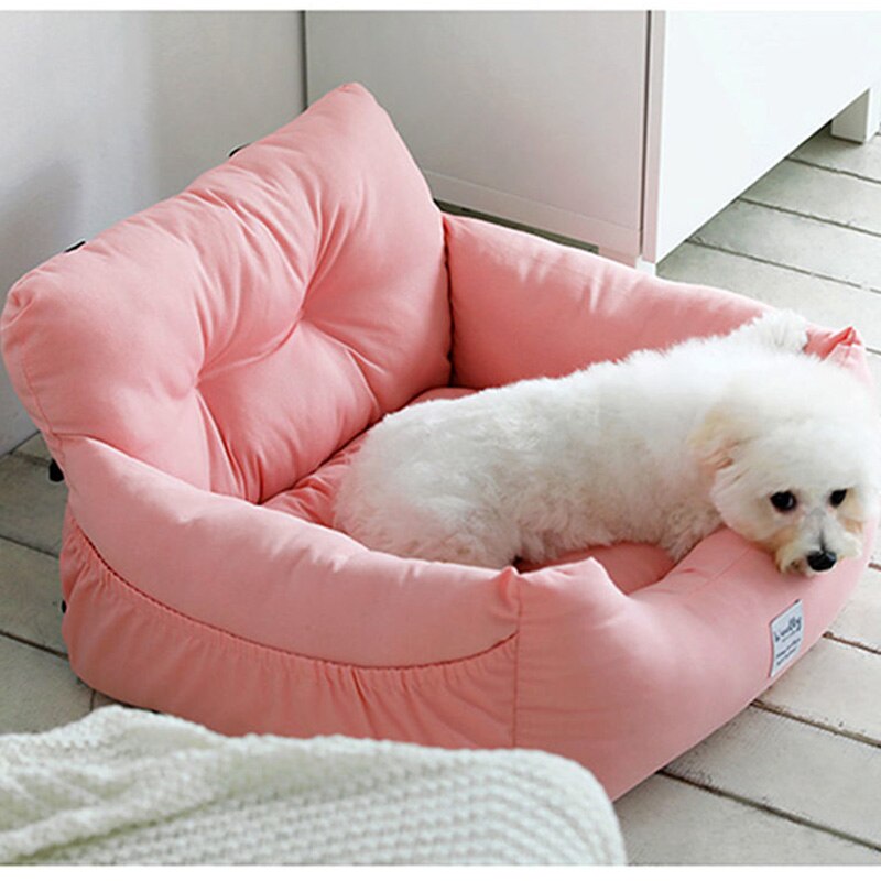 Multifonctionnel transporteur pour animaux de compagnie rehausseur lit de luxe chien voiture épaissir siège couverture matelas pour voyage extérieur intérieur chien lit: Type B-Pink