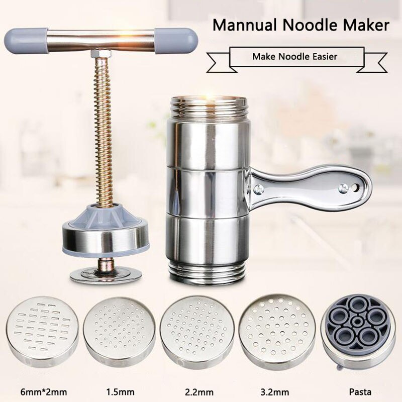 Prensa Manual de Fabricante de fideos de acero inoxidable, máquina para Pasta, cortador con manivela, exprimidor de frutas, utensilios de cocina, herramientas para hacer espaguetis