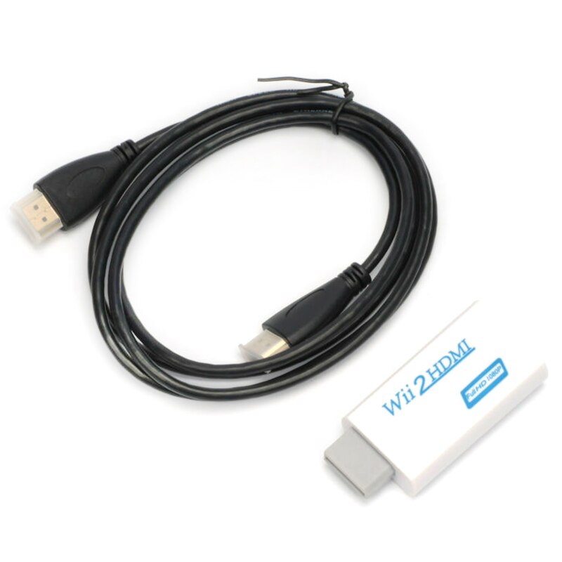 Voor Wii Naar Hdmi Hd Video Upscaling Converter 3.5Mm Adapter Wit + Hdmi Kabel 720P 1080P