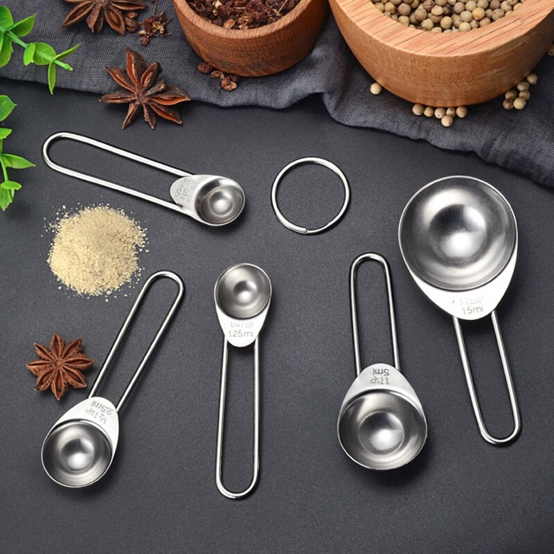 5Pcs Thuis Keuken Maatlepels Koken Cups Theelepels Gebruiksvoorwerp Maatlepels Meten Bakken Lepels