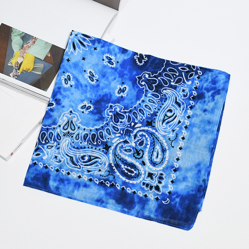 Tie Dye Hip Hop Cotton Bandana Square Scarf Headwear Headband Scarf Gradient Color Print Handkerchief For Women Men: 2
