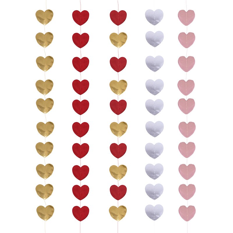 Guirlande banderole en forme de cœur 1 ensemble | Guirlandes en papier, je t'aime, guirlandes suspendues en forme de cœur, décoration bricolage pour fête de mariage, maison