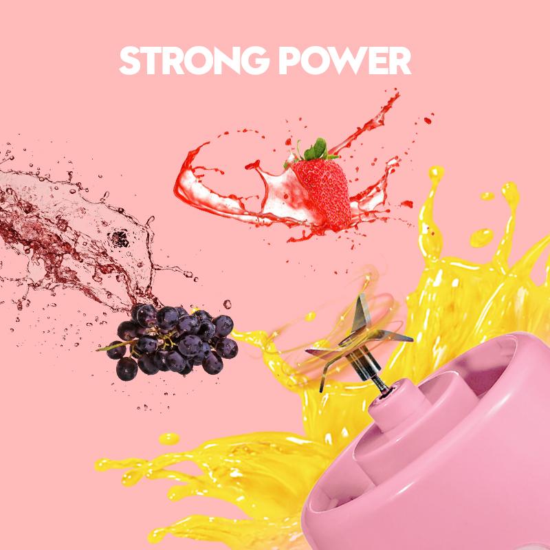 410ml 4/6 Blades Blender Kitchen Electric Mixer Juicer USB Rechargeable Fruit Cup Portable Mini Smoothie Maker Quick Juicing