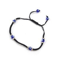 Evil Eye 1Pc Gevlochten Zwart Armband Ronde Trendy Evil Eye Charm Armband Voor Vrouw Man Verjaardag: BK