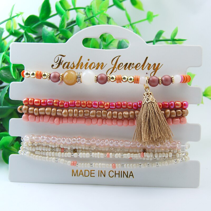 Boho Multilayer Beads Wrap Friendship Bracelets For Women Bead Tassel Charm Bracelet Femme Christams Jewelry Pulseras Mujer