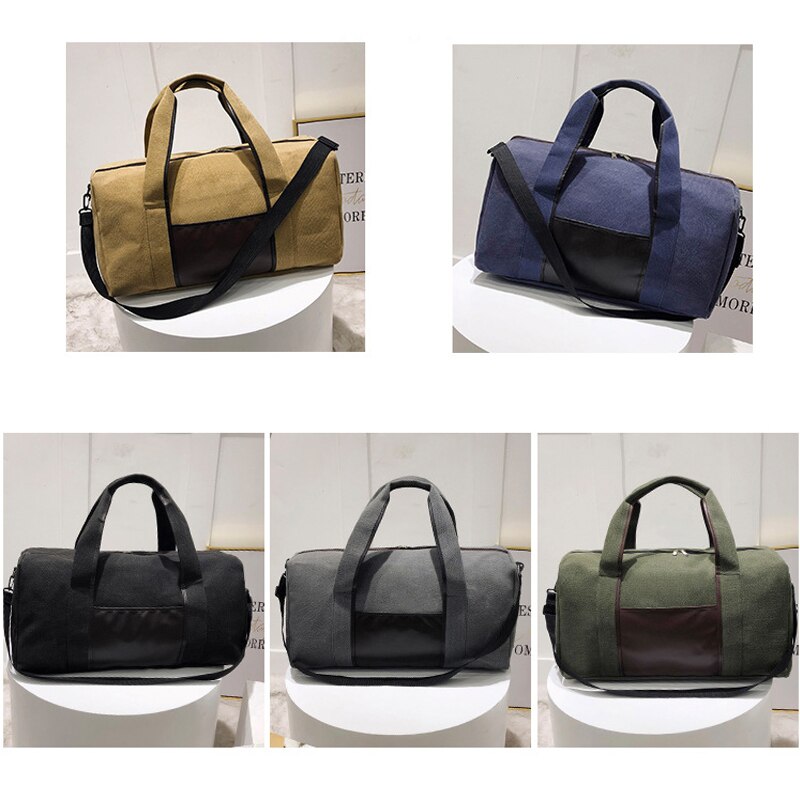 Men Canvas Simple Travel Luggage Handbags Women Solid Durable Duffel Shoulder Bags Female Crossbody Weekend Carry Organizer