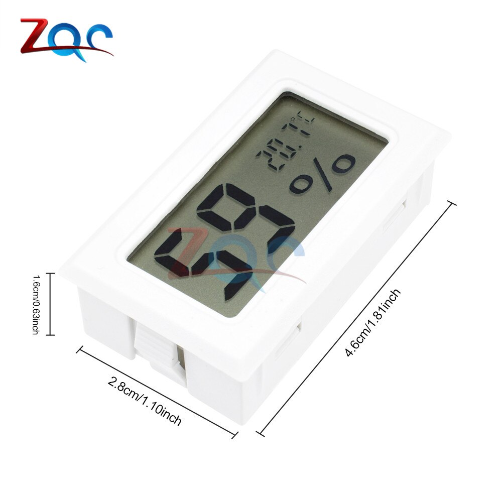 Round Mini LCD Digital Thermometer Hygrometer Temperature Indoor Convenient Temperature Sensor Humidity Meter Gauge Instruments: White