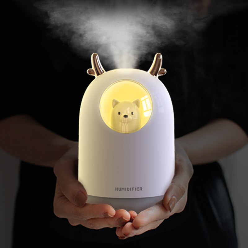 Luftfugter 300ml sød kanin ultra-støjsvag usb aroma essentiel værelse bil led natlampe luftrenser tåge maker luft friskere