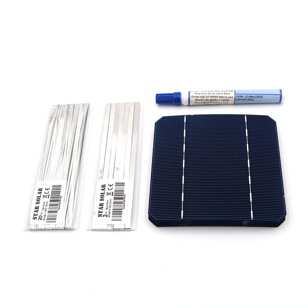 Mono solcellepanel diy 400 350 300 250 200 150 100 w watt oplader kit monokrystall solcelle tabbing wire samleskinne flux pen 125 156