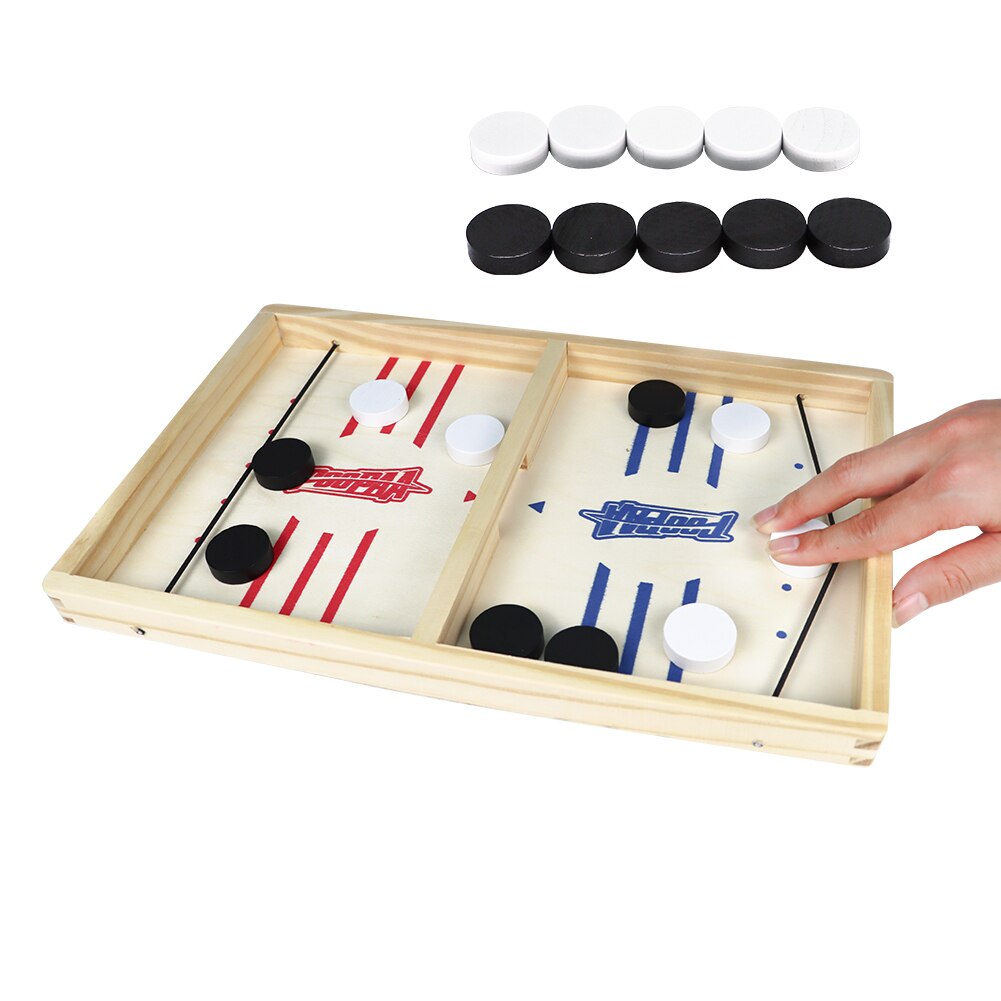 Fast Sling Puck Game Wooden Sling Hockey Board Game for Adults and Kids: 43x22.5x2.5cm