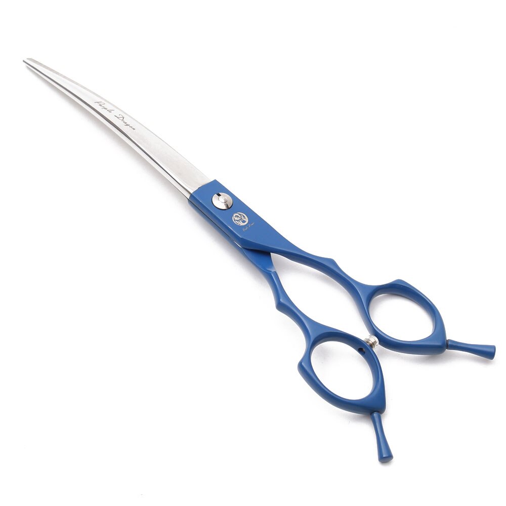 Purple Dragon-Tijeras de aseo para perros, 6,5 ", 7", Japón 440C, tijeras rectas, tijeras curvadas hacia arriba/abajo, Z4009: 7.0 inch / Down Curved-Blue