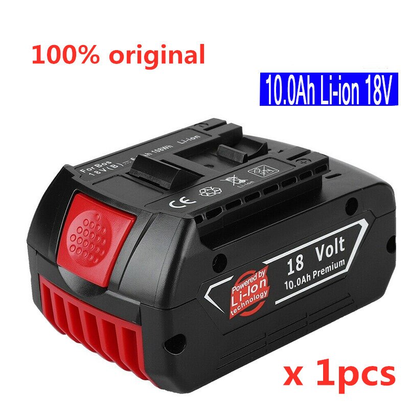 18V 10000mAh Rechargeable For Bosch 18V Battery Backup10.0A Portable Replacement BAT609 Indicator light+3A Battery Charger: Black
