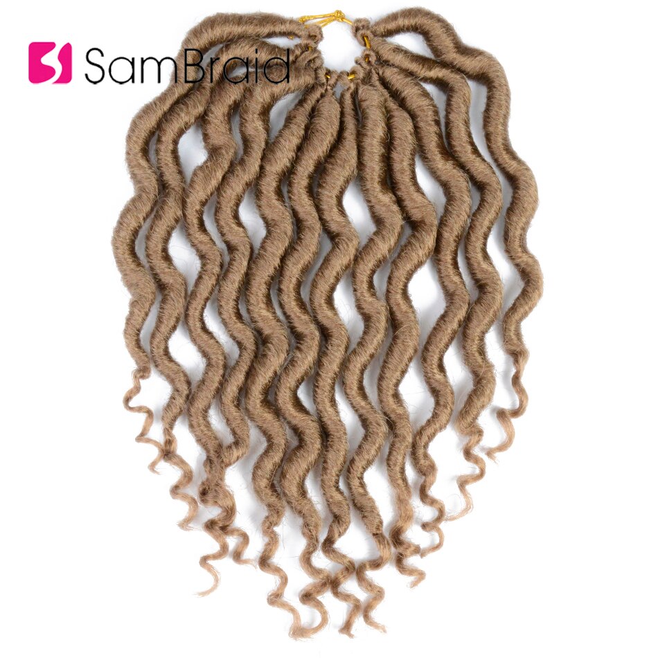 SAMBRAID Goddness Faux Locs Curly Crochet Hair Extensions 12 Inch 100G/pack Synthetic Twist Hair Soft Lock Braids For Women