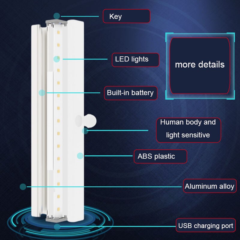 Intelligente Led Lichaam Sensing Lamp Kinderen Diy Magnetische Absorptie Gratis Bedrading Usb Opladen Smart Home Strip Verlichting