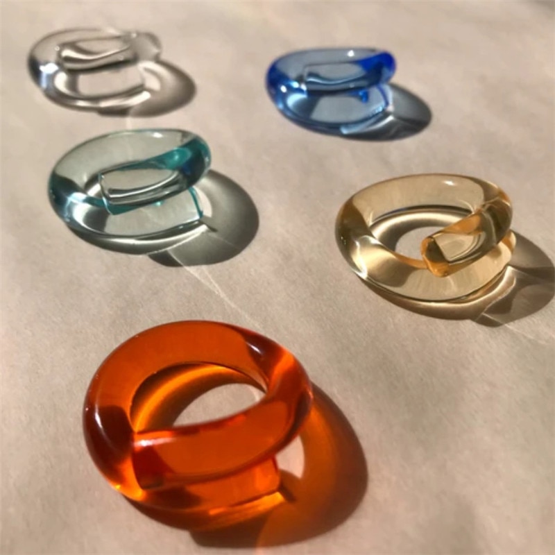 Bohemen Kleurrijke Resin Ringen Voor Vrouwen Wedding Promise Ringen Vrouwelijke Eenvoudige Klassieke Acryl Ring Dames Vintage Sieraden Ring