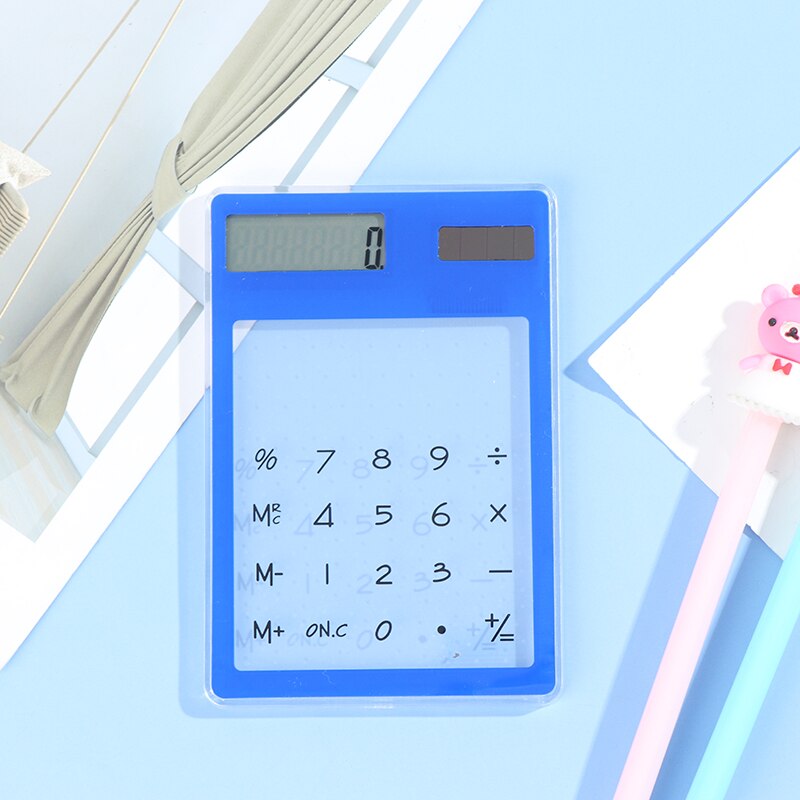 1Pc Transparent Cartoon 8-Digit Calculator Solar Energy Mini Portable Calculator: BL
