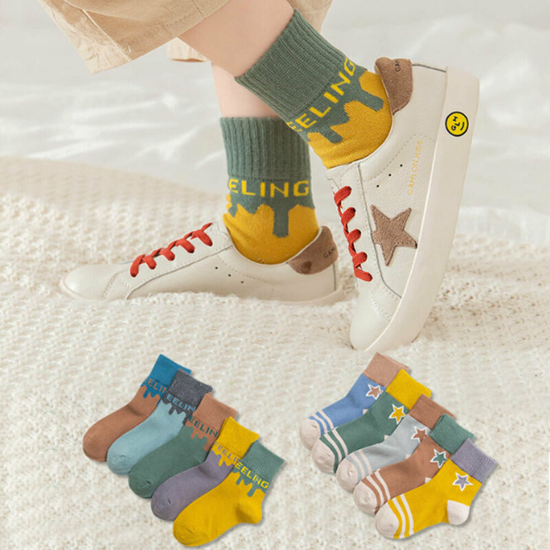 5 Pairs Cute Unisex Cotton Kids Baby Socks Anti-Slip Infant Knee High Sock Toddlers Girls Boys Socks For 1-12Years