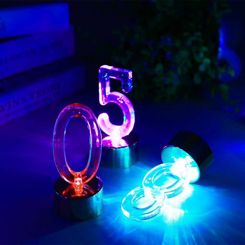 Bougie à lumière LED pour anniversaire, chiffres 0-9, lettres décoratives, lampe à changement automatique, sans flamme, lumières décoratives pour anniversaire,