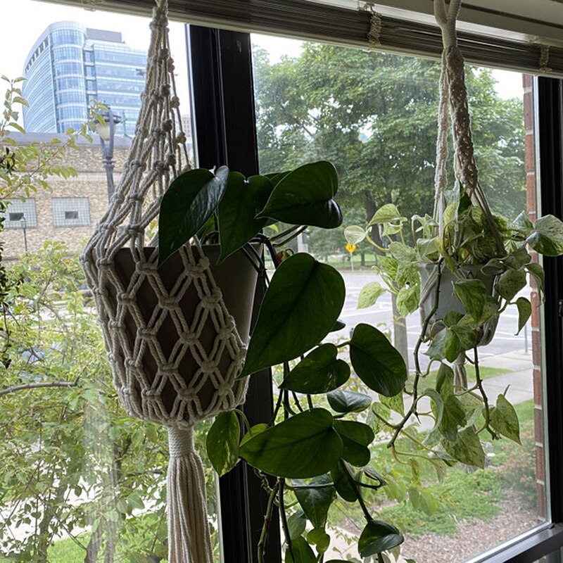 Handmade Macrame Plant Hanger Flower Pot Hanging Planter Basket Support for Flower Stands Wall Hangers Garden Balcony Decoration