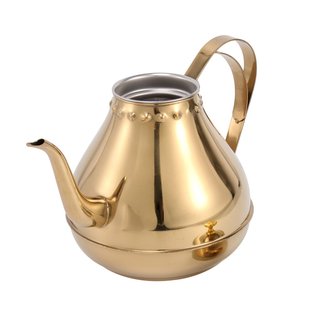 1.2L Stainless Steel Kettle Long Mouth Water Heater Tea Coffee Tableware for Home Office (Golden)
