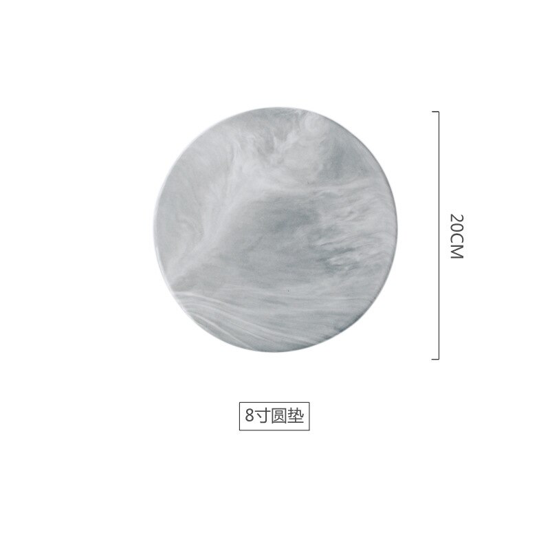 Marble Ceramic Plate Dish Cake Dessert Fruit Sushi Plate Cutting Boards Coaster Mad Pad Decorative Plate Kitchen Tools: 8 Inch Round