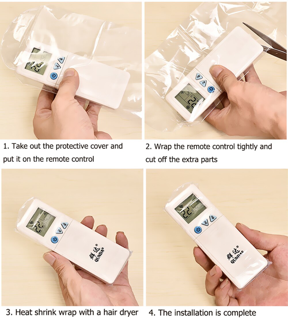 5pcs Remote Control Protective Cover TV Air Conditioner Heat Shrinkable Remote Control Waterproof Dustproof Cover 11x27cm