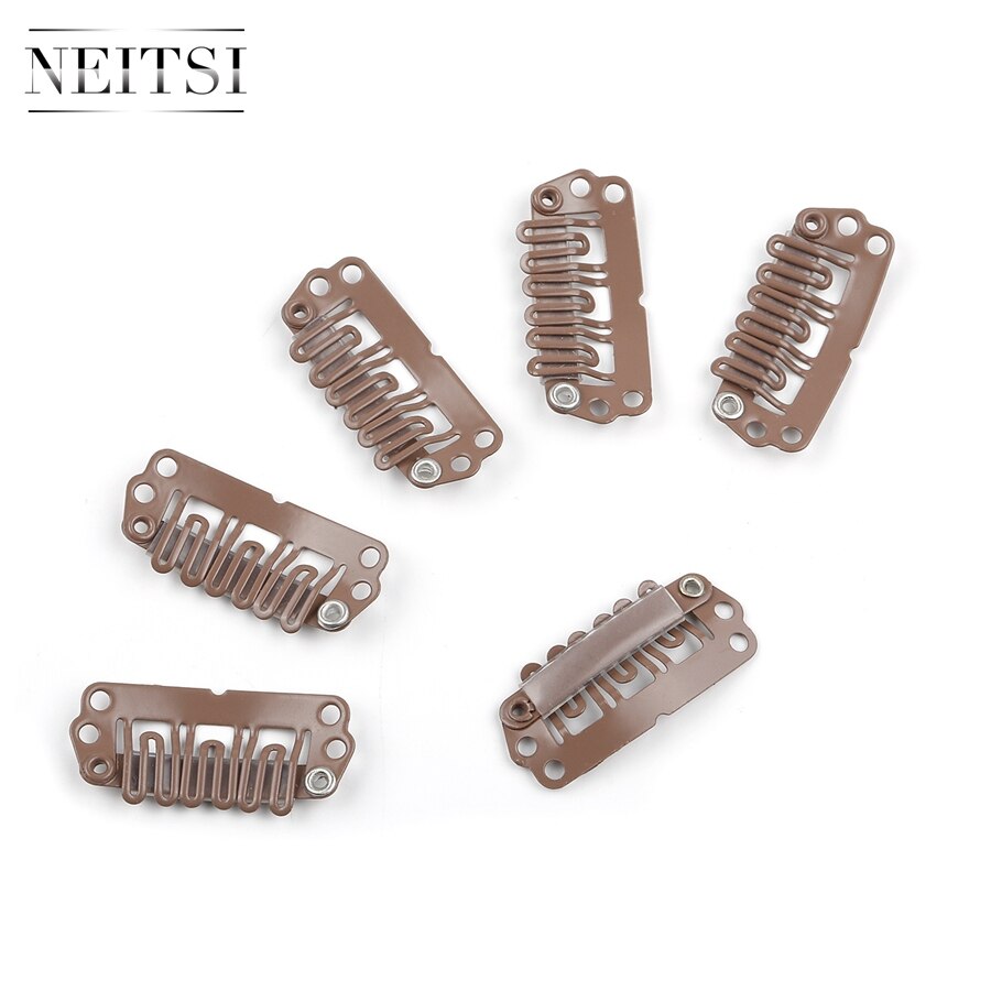 Neitsi U Shape Clips Stainless Steel Hair Snap Clips for Feather Clip In Hair Extensions Wigs Weft 2.8cm 50pcs/pack 5 Colors