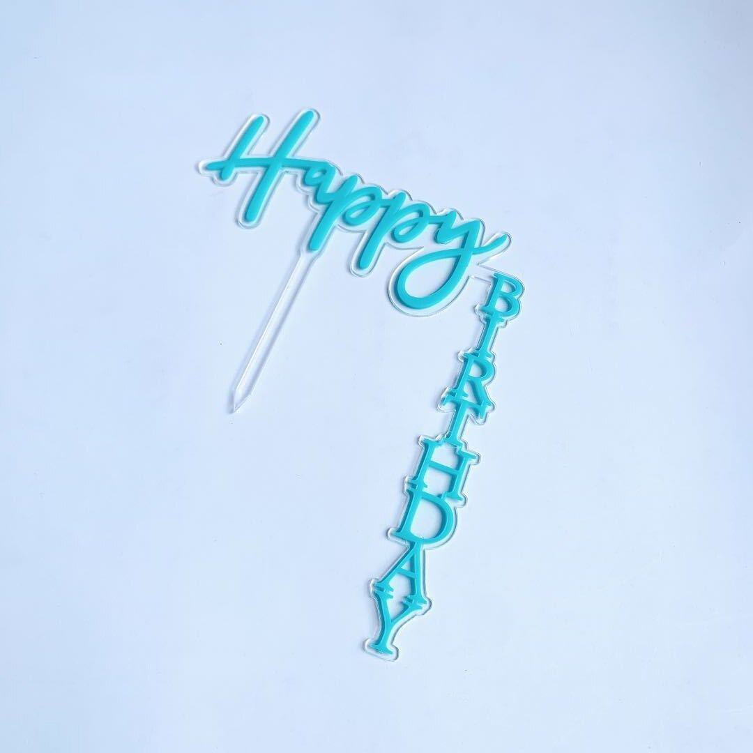 1pcs Happy Birthday Cake Topper Rose Gold Acrylic Vertical Gold Cake Topper For Birthday Party Cake Decorations: L