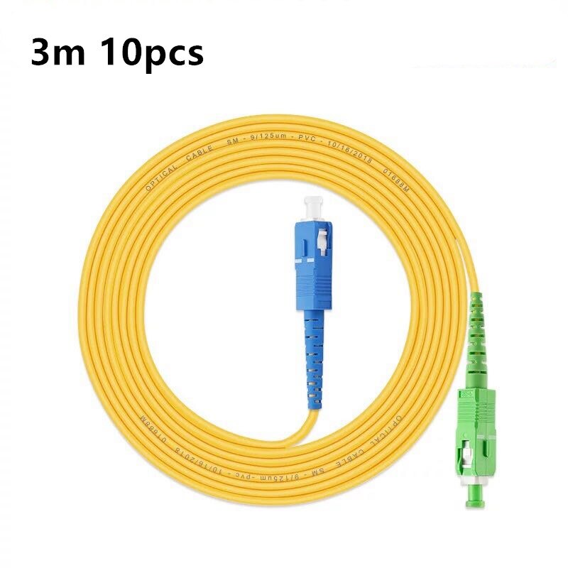 10PCS/box SC APC-SC UPC Simplex SM LSZH Optic Patch Cord Cable 3.0mm SC/APC-SC/UPC FTTH fiber optic jumper: 3m