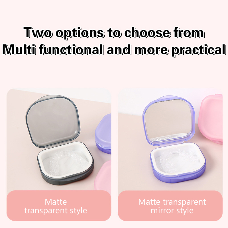 Denture Storage Box Elderly Portable False Teeth Box Invisible Braces Orthodontic Retainer Case With Cover Dustproof Container