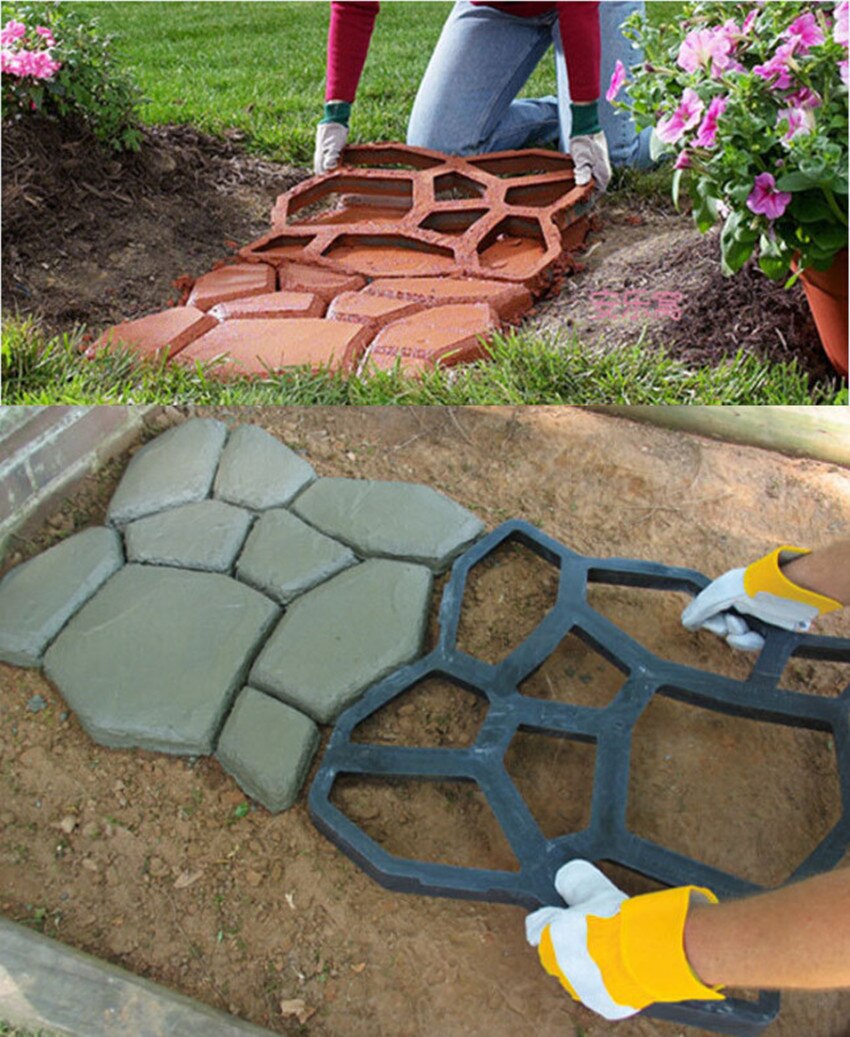 DIY Path Maker Mold Driveway Paving Brick Patio Concrete Slabs Path Pathmate Garden Fence Walk Maker Mould Manually Molds