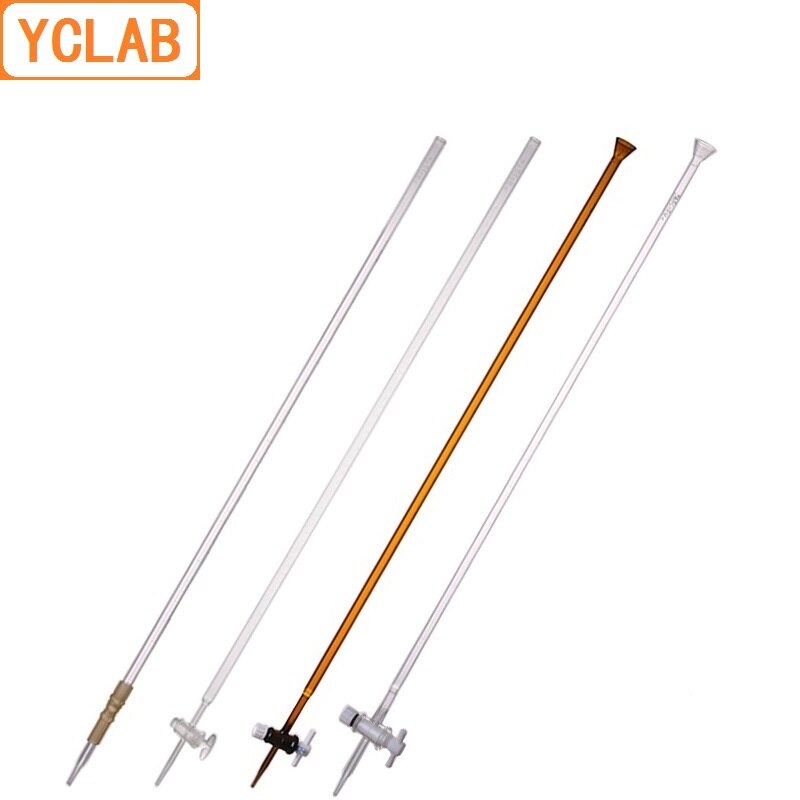 YCLAB 50mL Burette with PTFE Stopcock Class A Brown Amber Glass Laboratory Chemistry Equipment