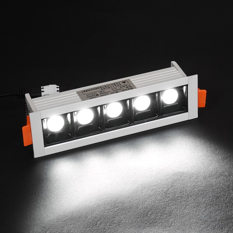 Tira LED Downlight lámpara de techo de rejilla rectangular empotrada 4W 10W 20W 30W AC85 ~ 265V, foco LED para tienda de Decoración de casa