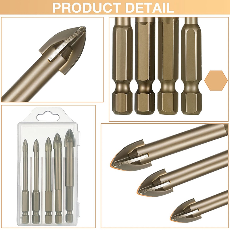 10 Stuks Metselwerk Boren Carbide Tip Boren Set Snijden Boor Voor Boren Glazen Tegel Baksteen Hout Beton