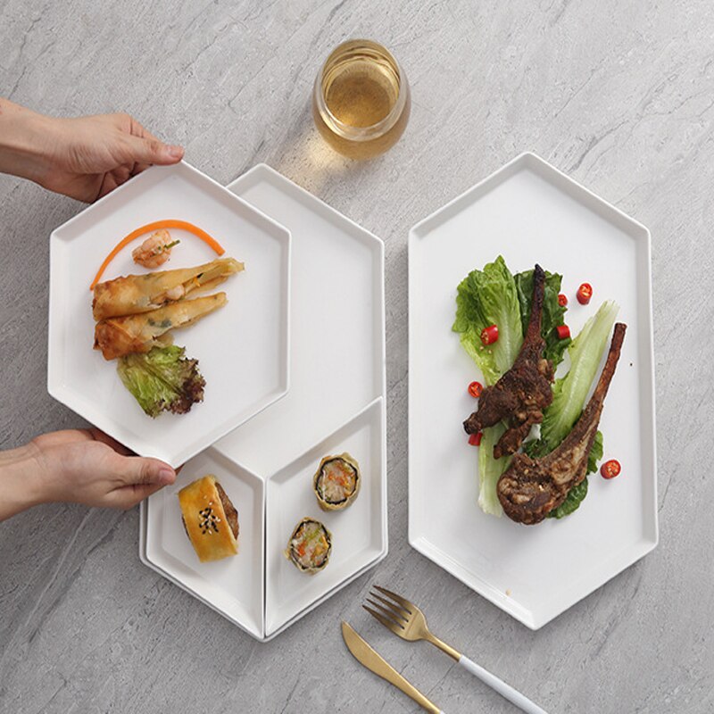 Skandynawskie geometryczne romb ceramiczny połączenie płytki talerz kreatywny talerz śniadaniowy taca zachodnia zastawa stołowa płyta C201