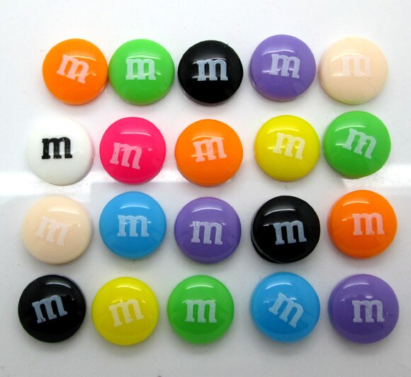 50Pcs 14mm Mixed Resin Decoration Crafts Letter M Bead Flatback Cabochon Scrapbook DIY Accessories Buttons