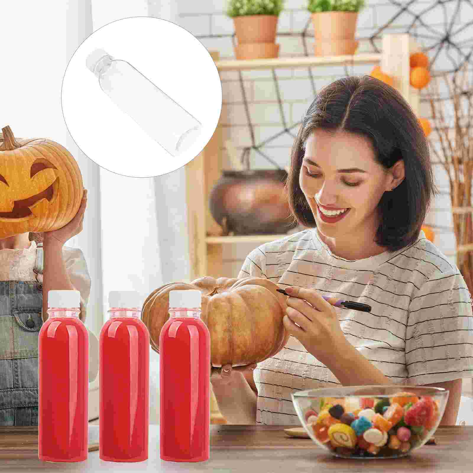 10 Saftflaschen 300ml Kugelform - Transparente Plastikflaschen Mit Deckel