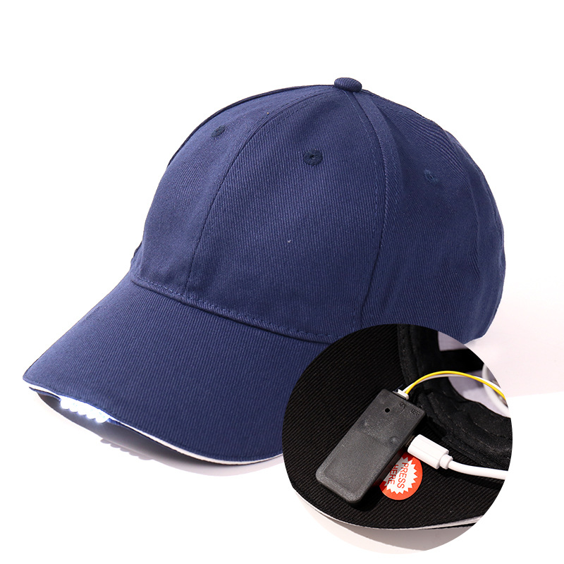 Chapeau lumineux avec lumière Led, casquette de Baseball Rechargeable, tour de tête 53cm-58cm, Camping en plein air, feuille d&#39;érable, riz, pêche de nuit: Rechargeable-Blue