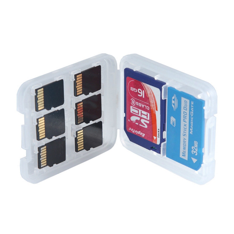 10PCS 8 Slots Micro SD TF MS Geheugenkaart Opslag Houder Box Protector Wit Plastic Case voor TF card SD MMC/MSPD/MS